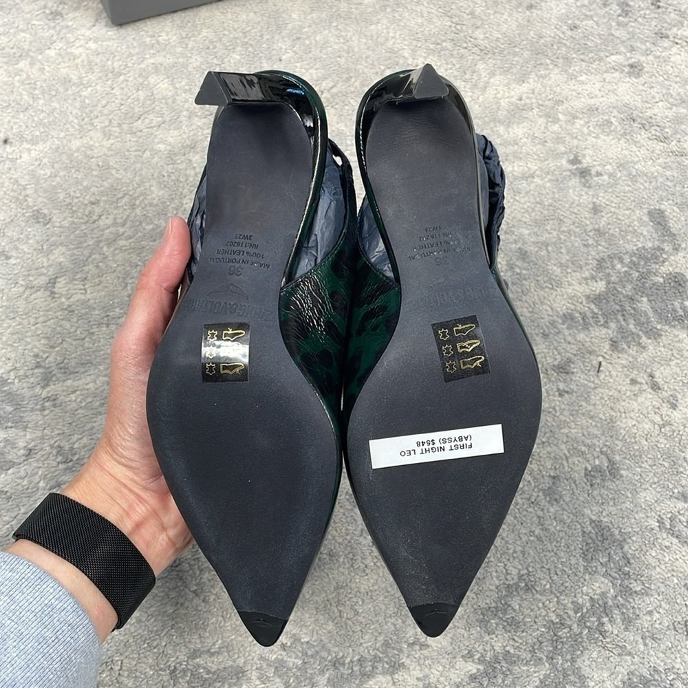NIB Zadig & Voltaire First Night Court Shoes Pumps Shiny Glass Leopard Abyss - Picture 14 of 16